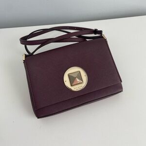 Crossbody shoulder Kate spade mini bag red burgundy saffiano leather